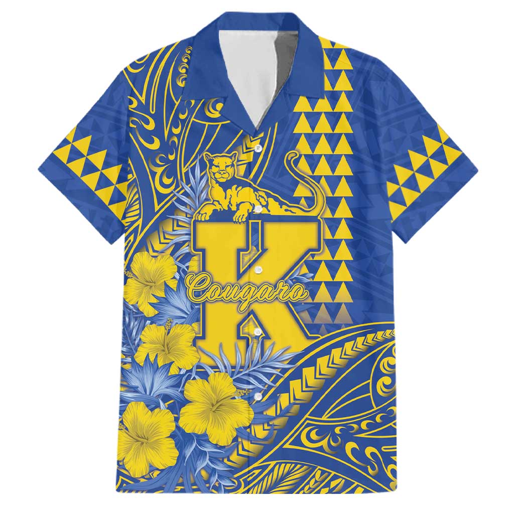 Personalised Hawaii Kaiser High School Family Matching Short Sleeve Bodycon Dress and Hawaiian Shirt Tribal Tattoo With Hibiscus Flowers