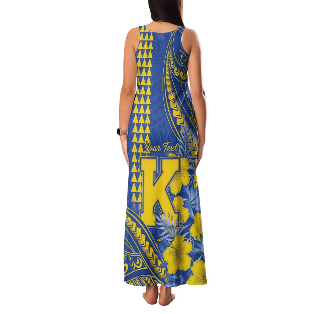 Personalised Hawaii Kaiser High School Family Matching Tank Maxi Dress and Hawaiian Shirt Tribal Tattoo With Hibiscus Flowers