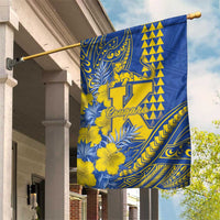 Hawaii Kaiser High School Garden Flag Tribal Tattoo With Hibiscus Flowers LT05 House Flag Blue - Polynesian Pride
