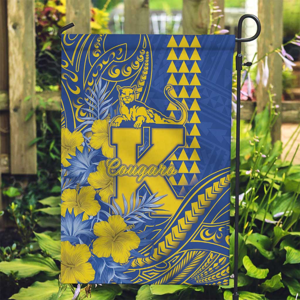 Hawaii Kaiser High School Garden Flag Tribal Tattoo With Hibiscus Flowers LT05 Garden Flag Blue - Polynesian Pride