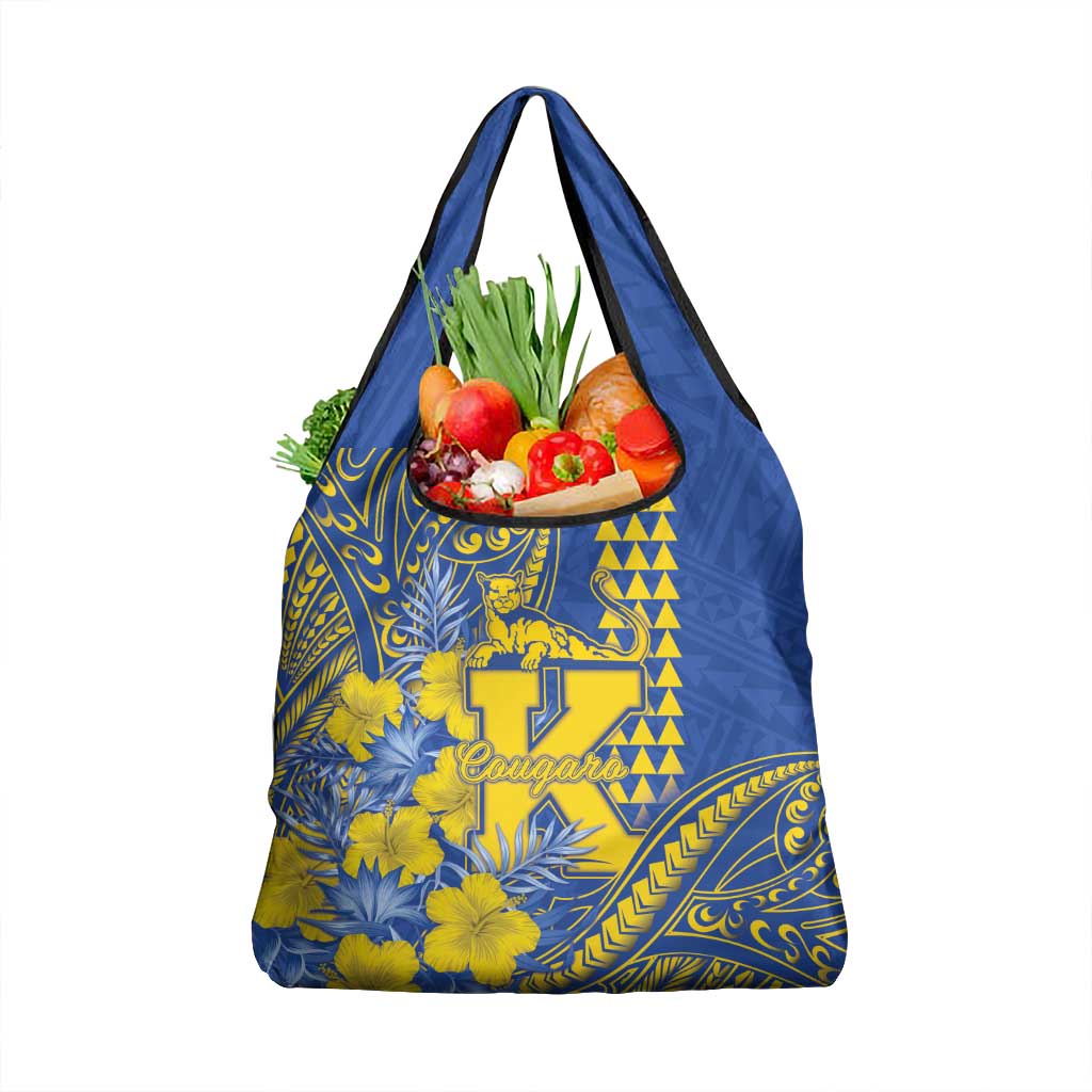 Hawaii Kaiser High School Grocery Bag Tribal Tattoo With Hibiscus Flowers