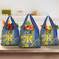 Hawaii Kaiser High School Grocery Bag Tribal Tattoo With Hibiscus Flowers LT05 3-pack One Size Blue - Polynesian Pride
