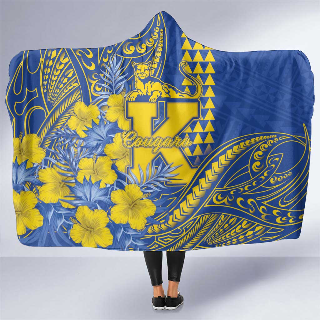 Hawaii Kaiser High School Hooded Blanket Tribal Tattoo With Hibiscus Flowers LT05 One Size Blue - Polynesian Pride