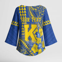 Personalised Hawaii Kaiser High School Kimono Sleeve Blouse Tribal Tattoo With Hibiscus Flowers