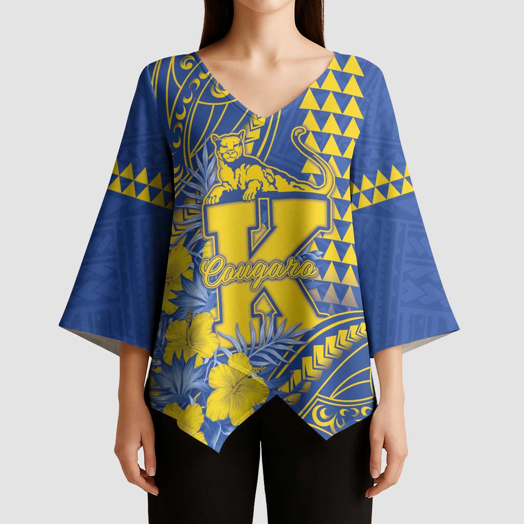 Personalised Hawaii Kaiser High School Kimono Sleeve Blouse Tribal Tattoo With Hibiscus Flowers