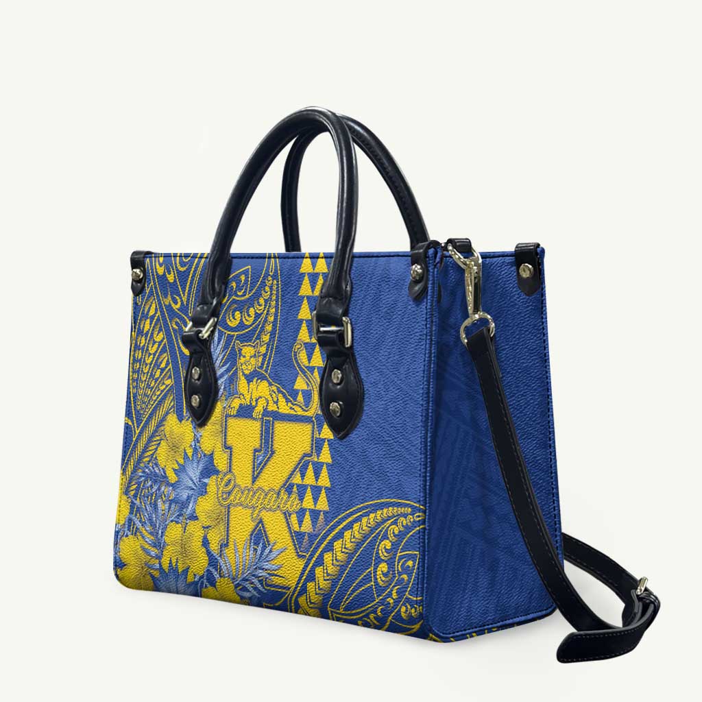 Hawaii Kaiser High School Leather Bag Tribal Tattoo With Hibiscus Flowers
