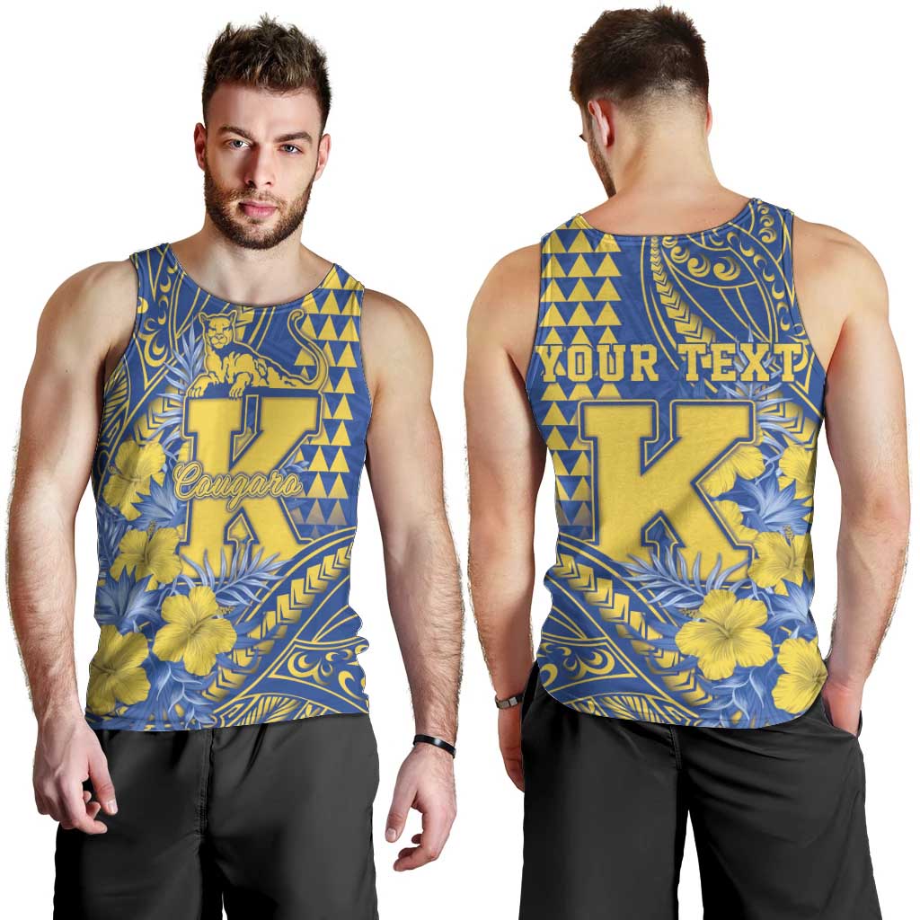 Personalised Hawaii Kaiser High School Men Tank Top Tribal Tattoo With Hibiscus Flowers LT05 - Polynesian Pride