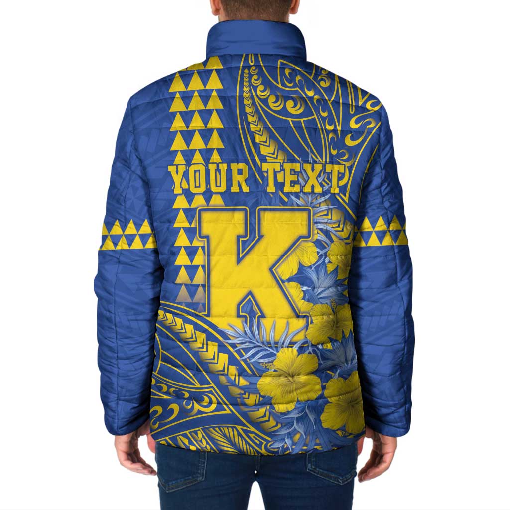 Personalised Hawaii Kaiser High School Padded Jacket Tribal Tattoo With Hibiscus Flowers LT05 - Polynesian Pride