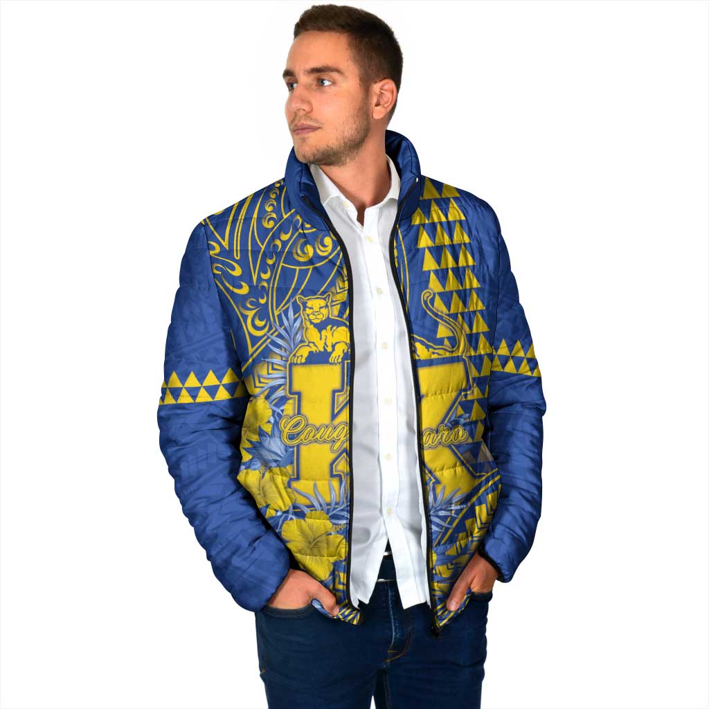 Personalised Hawaii Kaiser High School Padded Jacket Tribal Tattoo With Hibiscus Flowers LT05 - Polynesian Pride