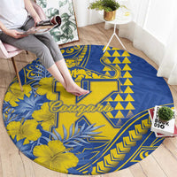 Hawaii Kaiser High School Round Carpet Tribal Tattoo With Hibiscus Flowers LT05 - Polynesian Pride