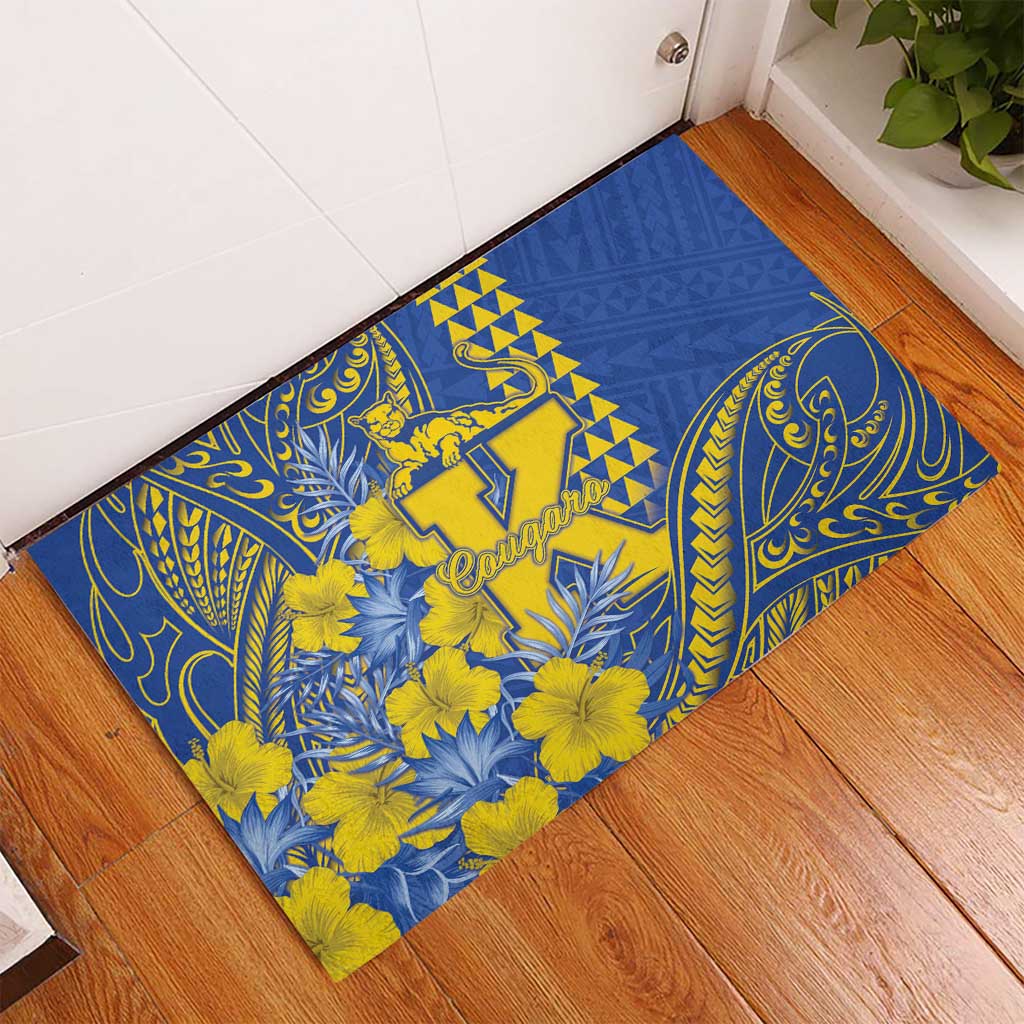 Hawaii Kaiser High School Rubber Doormat Tribal Tattoo With Hibiscus Flowers LT05 - Polynesian Pride