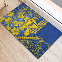 Hawaii Kaiser High School Rubber Doormat Tribal Tattoo With Hibiscus Flowers LT05 - Polynesian Pride