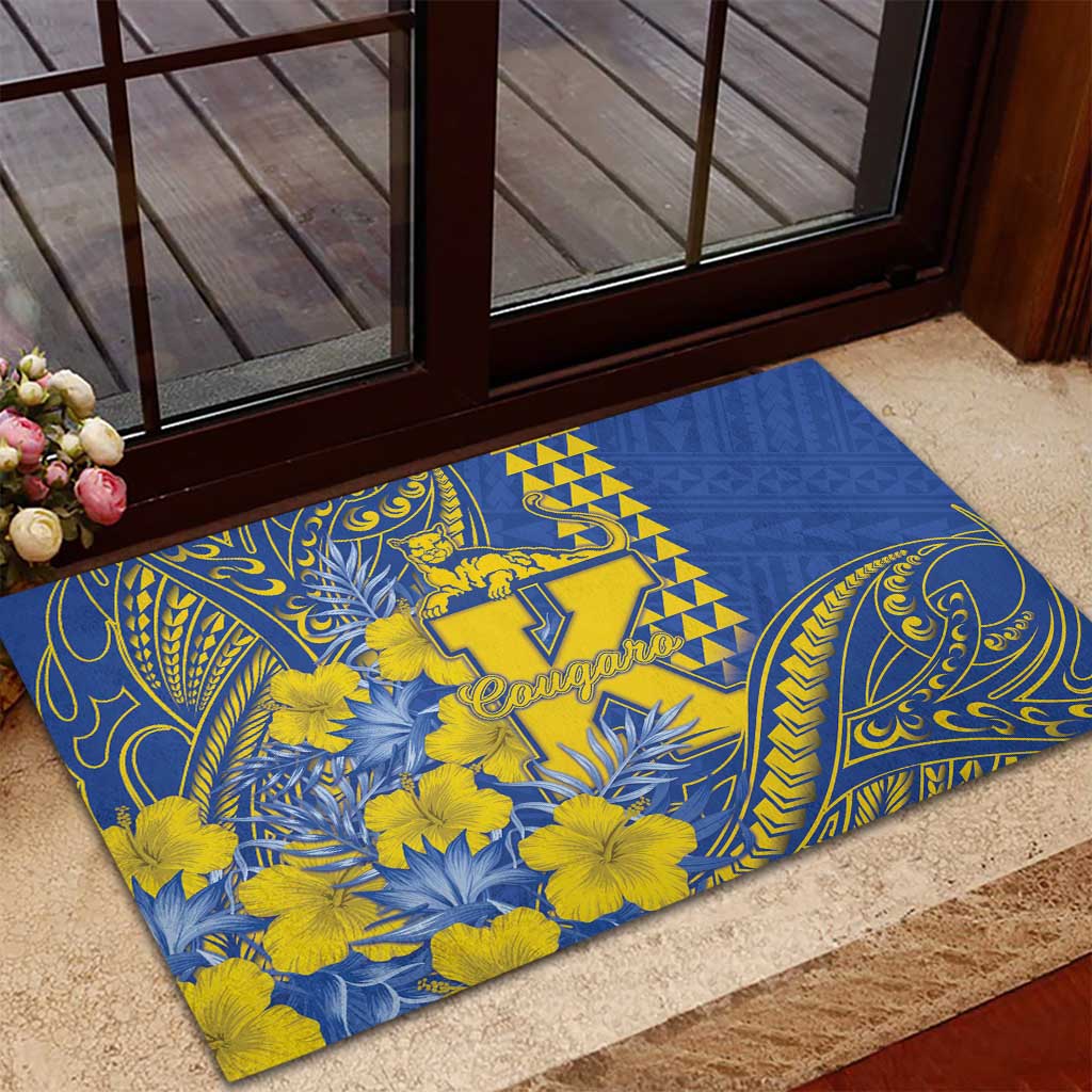 Hawaii Kaiser High School Rubber Doormat Tribal Tattoo With Hibiscus Flowers LT05 - Polynesian Pride