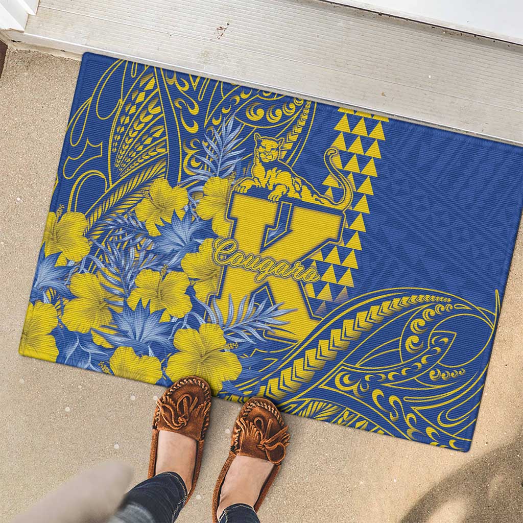 Hawaii Kaiser High School Rubber Doormat Tribal Tattoo With Hibiscus Flowers LT05 - Polynesian Pride