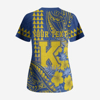 Personalised Hawaii Kaiser High School Scrub Top Tribal Tattoo With Hibiscus Flowers LT05 - Polynesian Pride