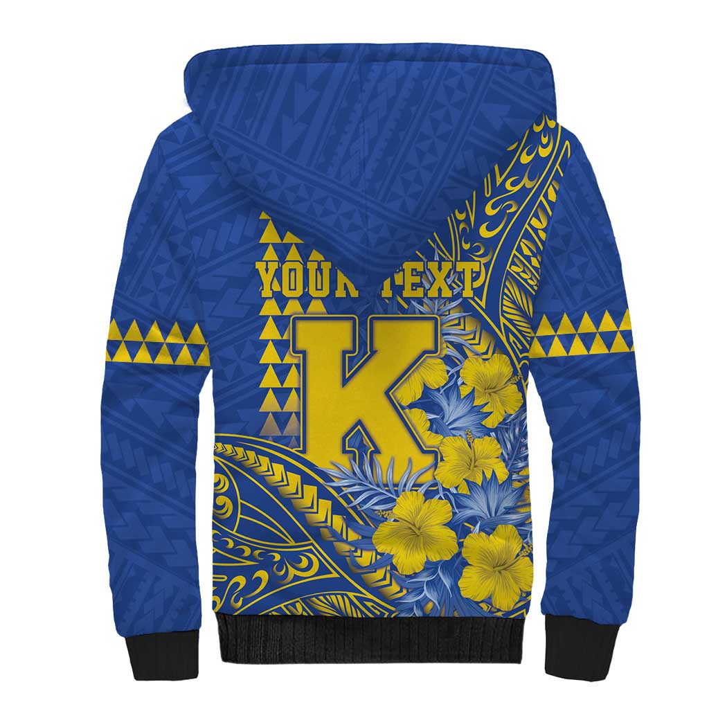 Personalised Hawaii Kaiser High School Sherpa Hoodie Tribal Tattoo With Hibiscus Flowers