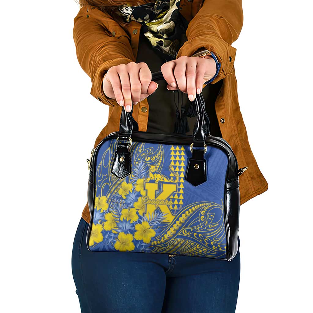 Hawaii Kaiser High School Shoulder Handbag Tribal Tattoo With Hibiscus Flowers LT05 One Size Blue - Polynesian Pride