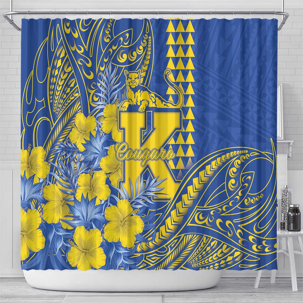 Hawaii Kaiser High School Shower Curtain Tribal Tattoo With Hibiscus Flowers LT05 - Polynesian Pride