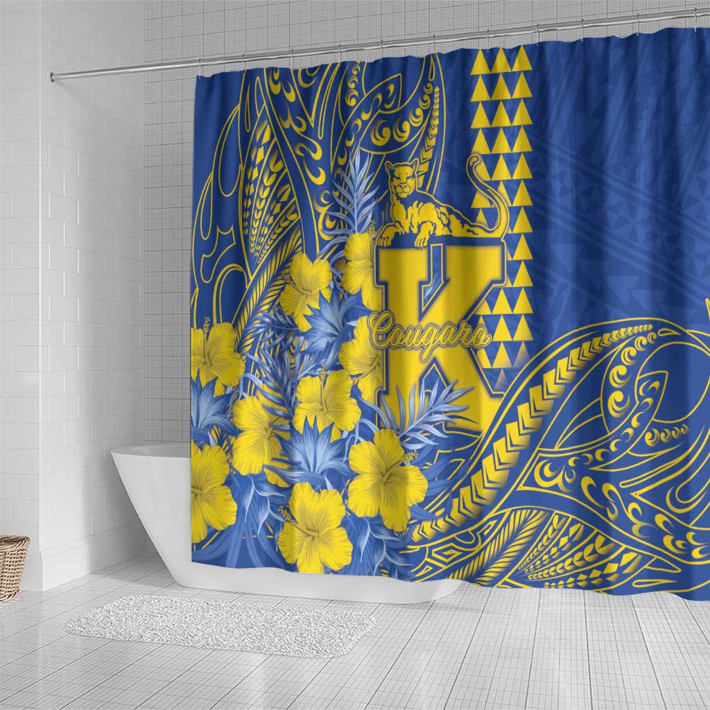 Hawaii Kaiser High School Shower Curtain Tribal Tattoo With Hibiscus Flowers LT05 - Polynesian Pride