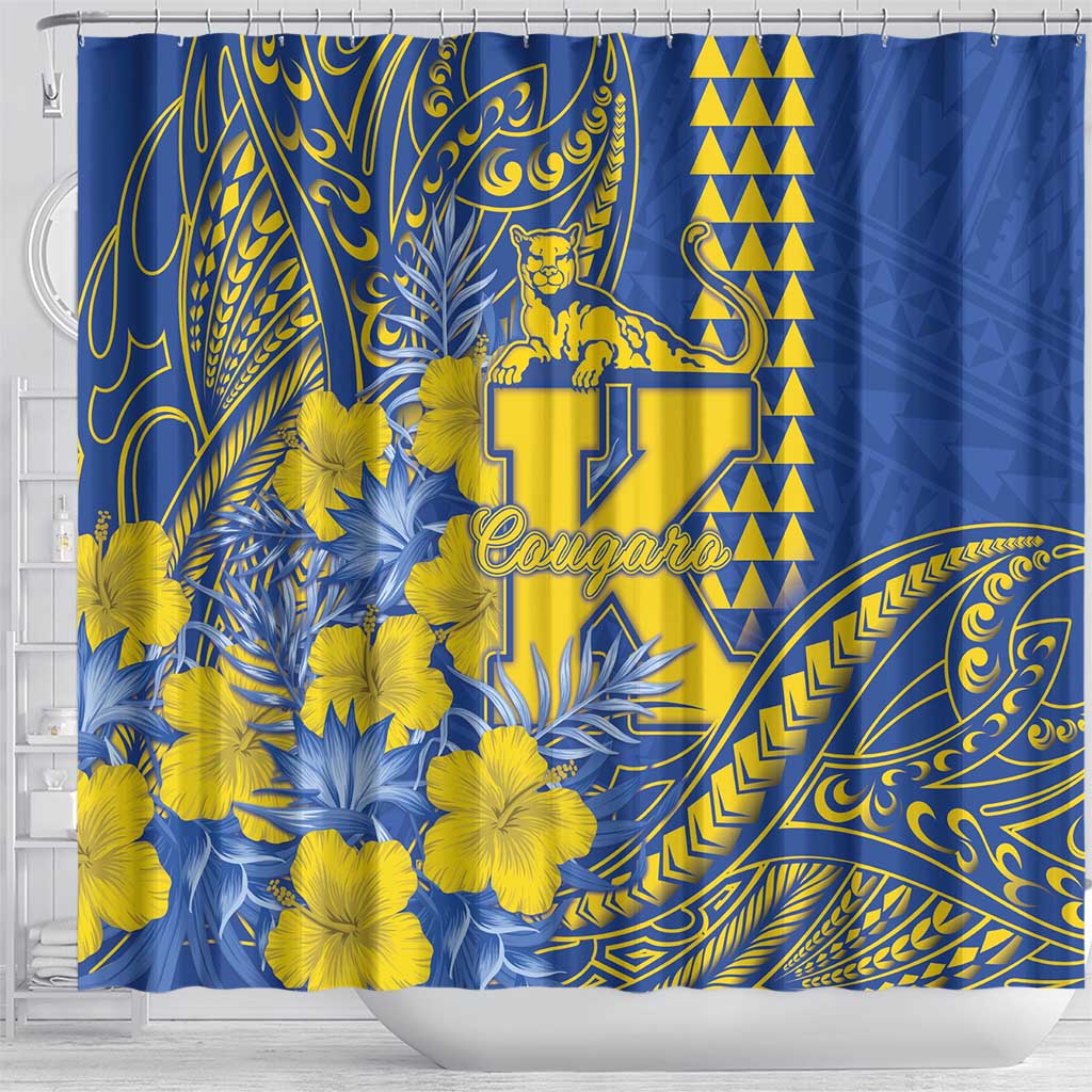 Hawaii Kaiser High School Shower Curtain Tribal Tattoo With Hibiscus Flowers LT05 - Polynesian Pride