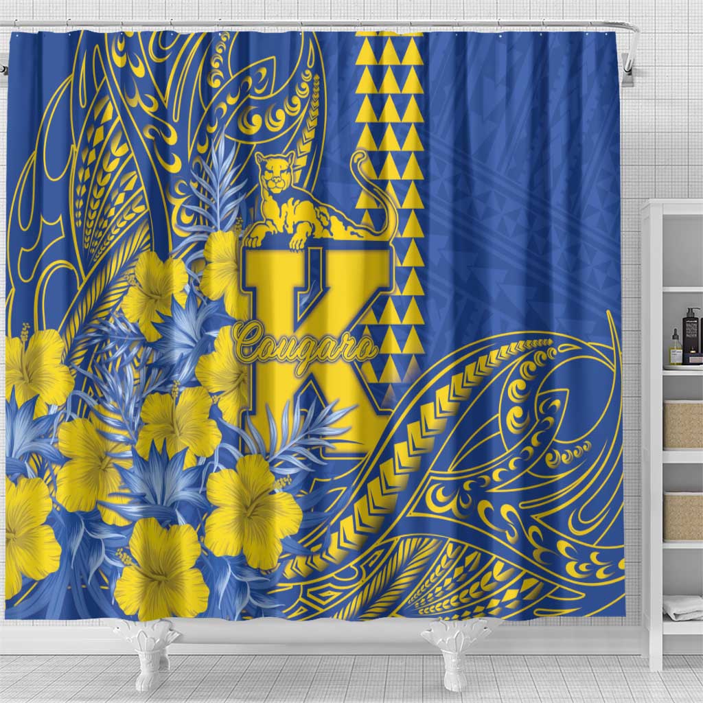 Hawaii Kaiser High School Shower Curtain Tribal Tattoo With Hibiscus Flowers LT05 - Polynesian Pride