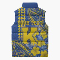 Personalised Hawaii Kaiser High School Sleeveless Puffer Jacket Tribal Tattoo With Hibiscus Flowers LT05 - Polynesian Pride