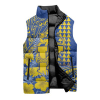 Personalised Hawaii Kaiser High School Sleeveless Puffer Jacket Tribal Tattoo With Hibiscus Flowers LT05 - Polynesian Pride