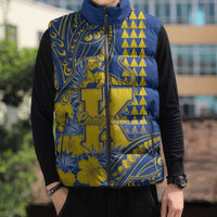 Personalised Hawaii Kaiser High School Sleeveless Puffer Jacket Tribal Tattoo With Hibiscus Flowers LT05 - Polynesian Pride