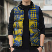 Personalised Hawaii Kaiser High School Sleeveless Puffer Jacket Tribal Tattoo With Hibiscus Flowers LT05 - Polynesian Pride