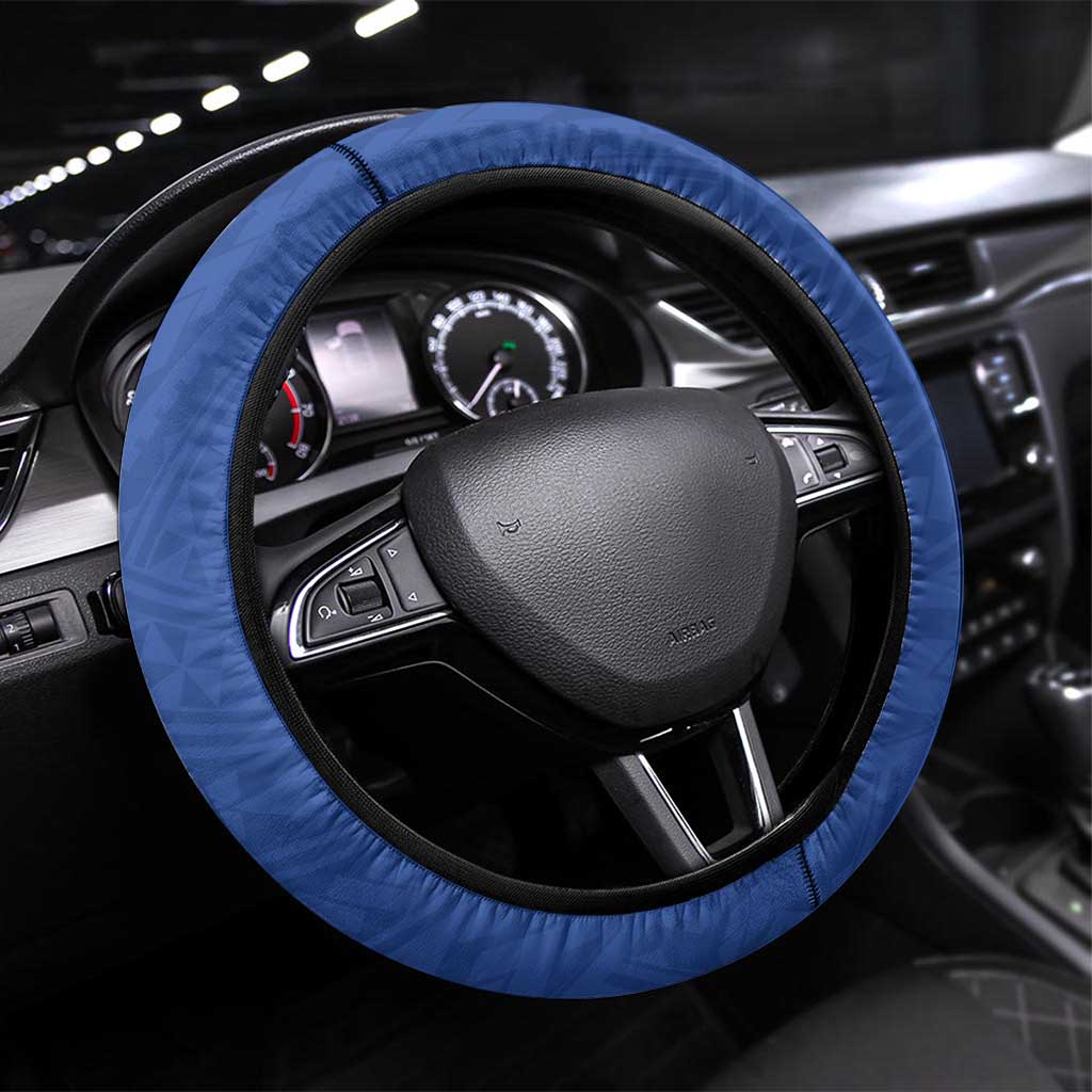 Hawaii Kaiser High School Steering Wheel Cover Tribal Tattoo With Hibiscus Flowers
