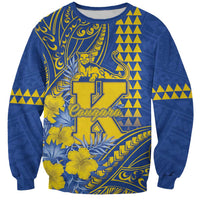 Personalised Hawaii Kaiser High School Sweatshirt Tribal Tattoo With Hibiscus Flowers LT05 Unisex Blue - Polynesian Pride