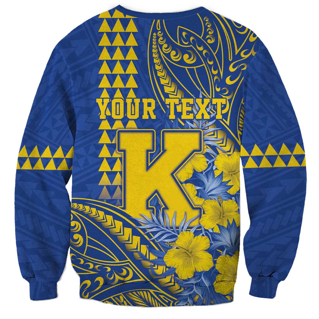 Personalised Hawaii Kaiser High School Sweatshirt Tribal Tattoo With Hibiscus Flowers LT05 - Polynesian Pride