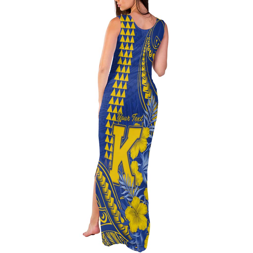Personalised Hawaii Kaiser High School Tank Maxi Dress Tribal Tattoo With Hibiscus Flowers