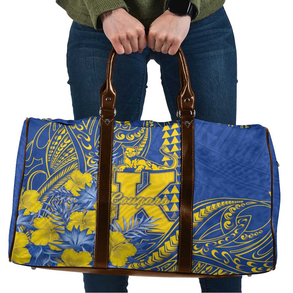 Hawaii Kaiser High School Travel Bag Tribal Tattoo With Hibiscus Flowers LT05 Blue - Polynesian Pride