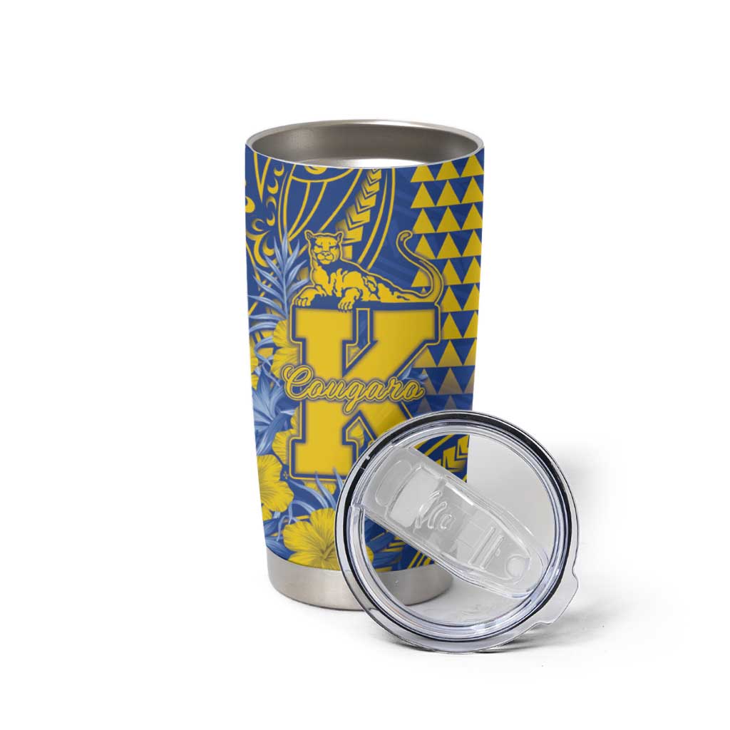 Personalised Hawaii Kaiser High School Tumbler Cup Tribal Tattoo With Hibiscus Flowers LT05 - Polynesian Pride