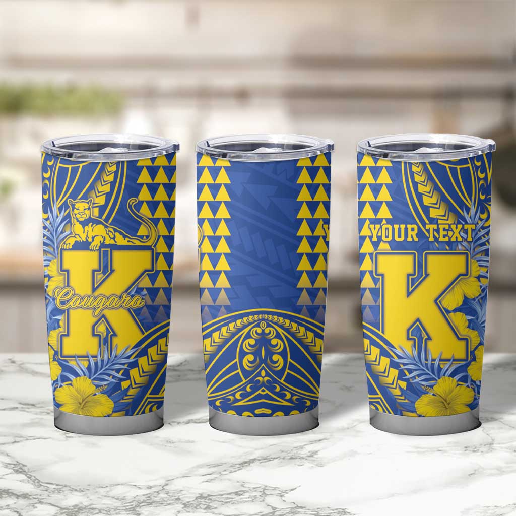 Personalised Hawaii Kaiser High School Tumbler Cup Tribal Tattoo With Hibiscus Flowers LT05 - Polynesian Pride