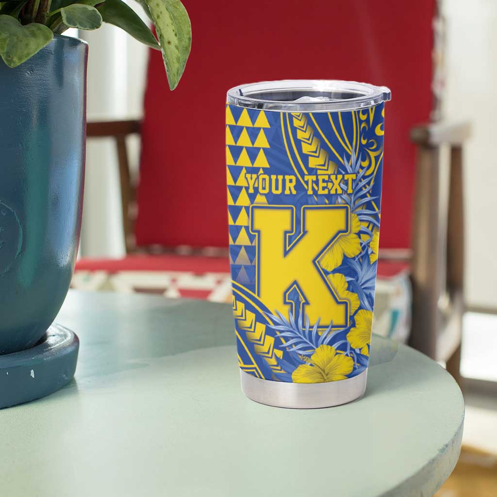 Personalised Hawaii Kaiser High School Tumbler Cup Tribal Tattoo With Hibiscus Flowers LT05 - Polynesian Pride