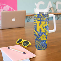 Personalised Hawaii Kaiser High School Tumbler With Handle Tribal Tattoo With Hibiscus Flowers LT05 - Polynesian Pride