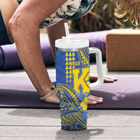 Personalised Hawaii Kaiser High School Tumbler With Handle Tribal Tattoo With Hibiscus Flowers LT05 - Polynesian Pride