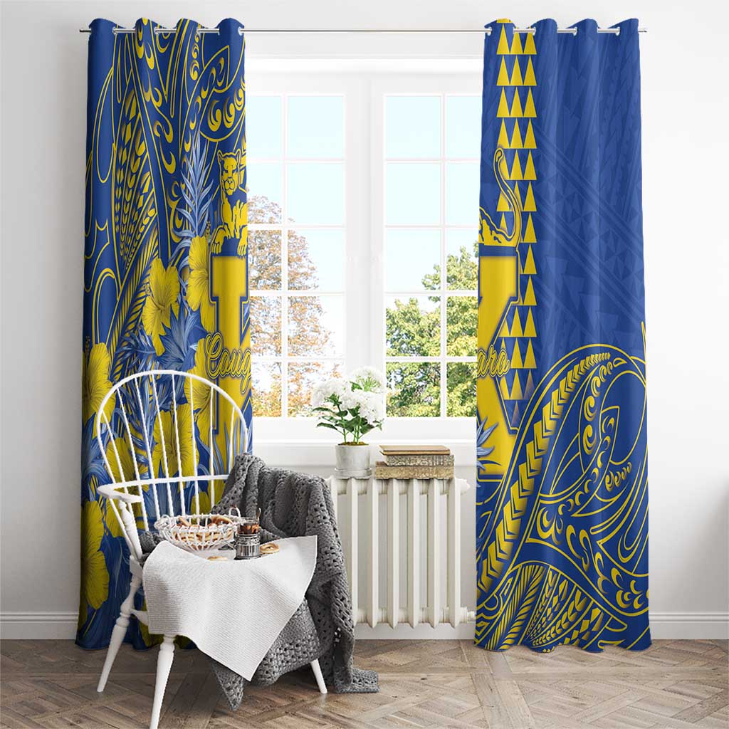 Hawaii Kaiser High School Window Curtain Tribal Tattoo With Hibiscus Flowers LT05 - Polynesian Pride