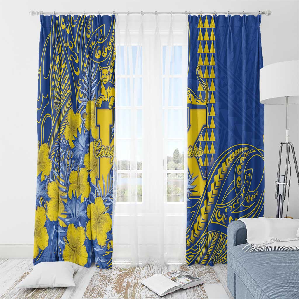 Hawaii Kaiser High School Window Curtain Tribal Tattoo With Hibiscus Flowers LT05 - Polynesian Pride