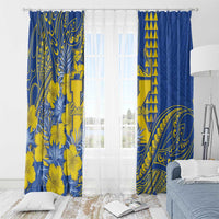 Hawaii Kaiser High School Window Curtain Tribal Tattoo With Hibiscus Flowers LT05 - Polynesian Pride