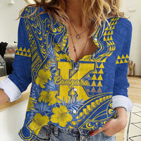 Personalised Hawaii Kaiser High School Women Casual Shirt Tribal Tattoo With Hibiscus Flowers
