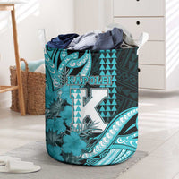 Hawaii Kapolei High School Laundry Basket Tribal Tattoo With Hibiscus Flowers LT05 Dark Teal - Polynesian Pride