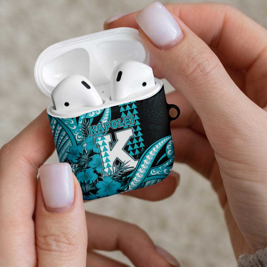 Hawaii Kapolei High School AirPods Case Tribal Tattoo With Hibiscus Flowers LT05 - Polynesian Pride
