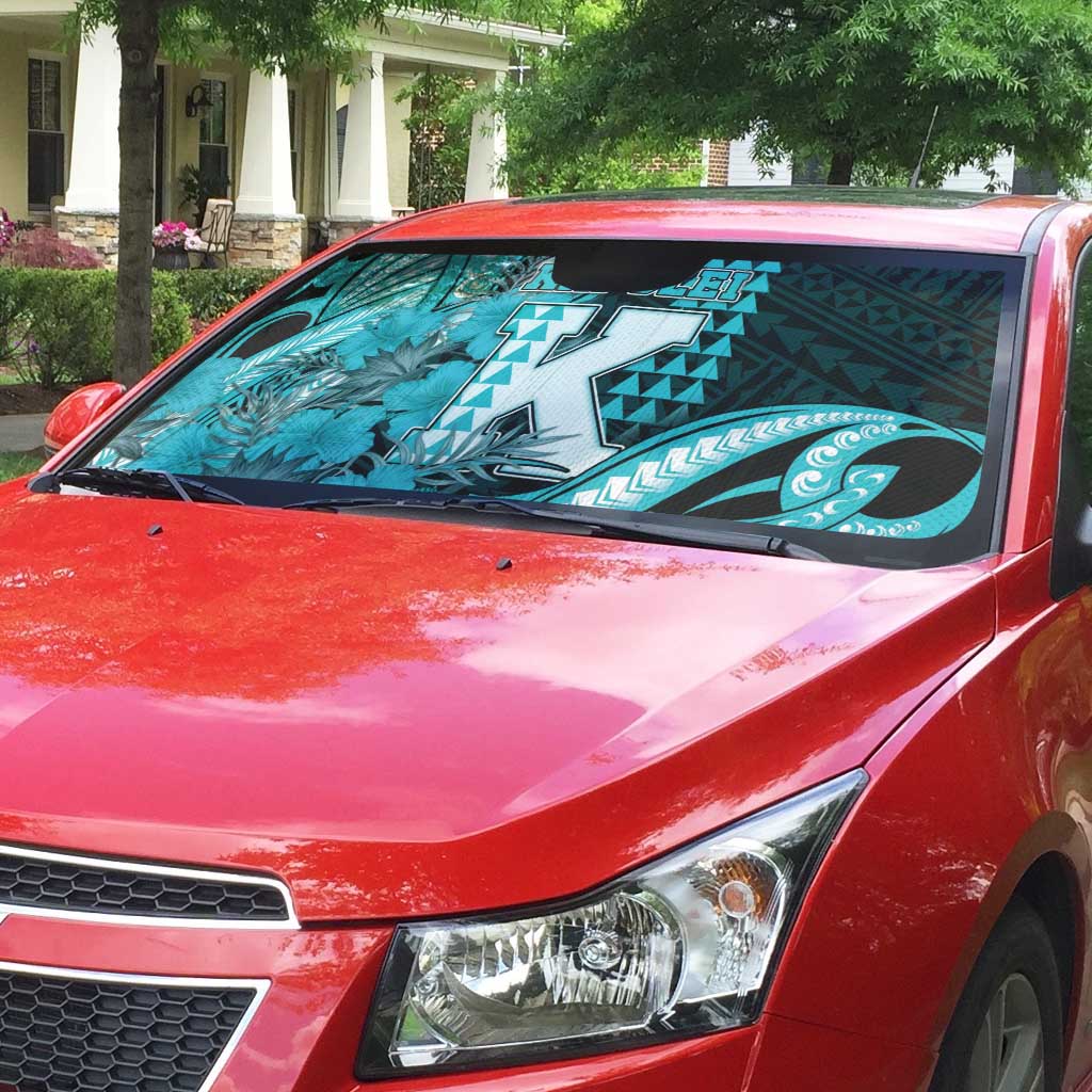 Hawaii Kapolei High School Auto Sun Shade Tribal Tattoo With Hibiscus Flowers LT05 - Polynesian Pride