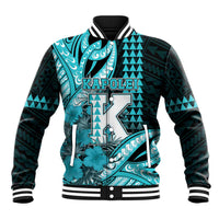 Personalised Hawaii Kapolei High School Baseball Jacket Tribal Tattoo With Hibiscus Flowers