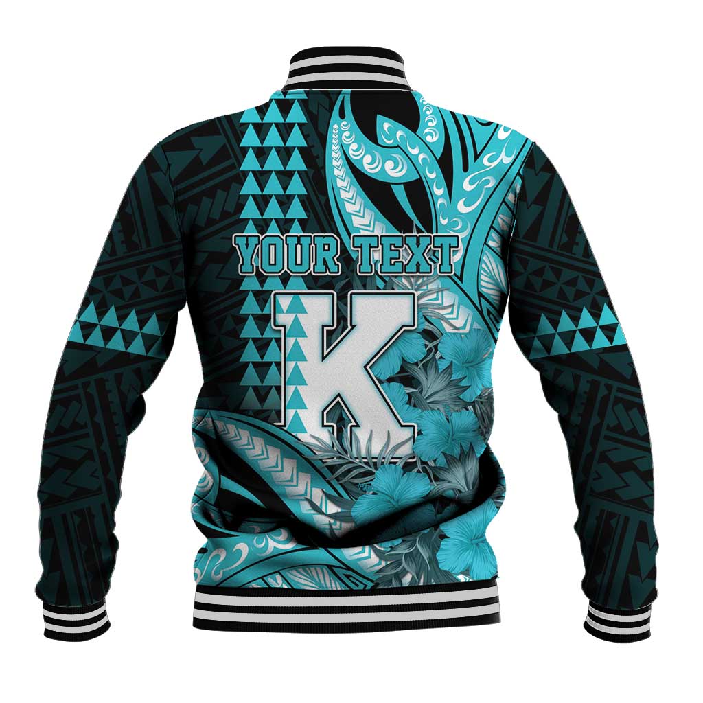 Personalised Hawaii Kapolei High School Baseball Jacket Tribal Tattoo With Hibiscus Flowers