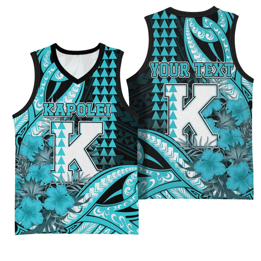 Personalised Hawaii Kapolei High School Basketball Jersey Tribal Tattoo With Hibiscus Flowers LT05 - Polynesian Pride