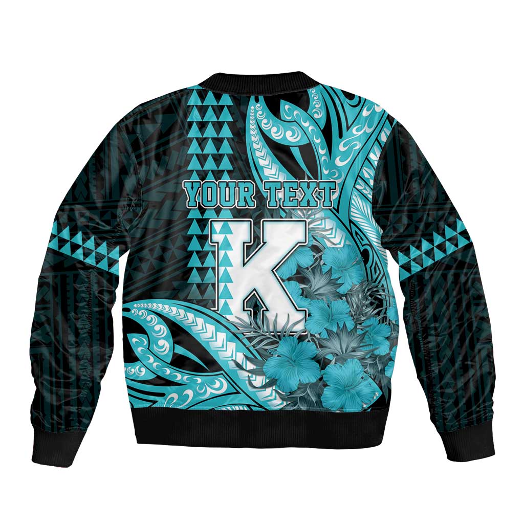Personalised Hawaii Kapolei High School Bomber Jacket Tribal Tattoo With Hibiscus Flowers LT05 - Polynesian Pride